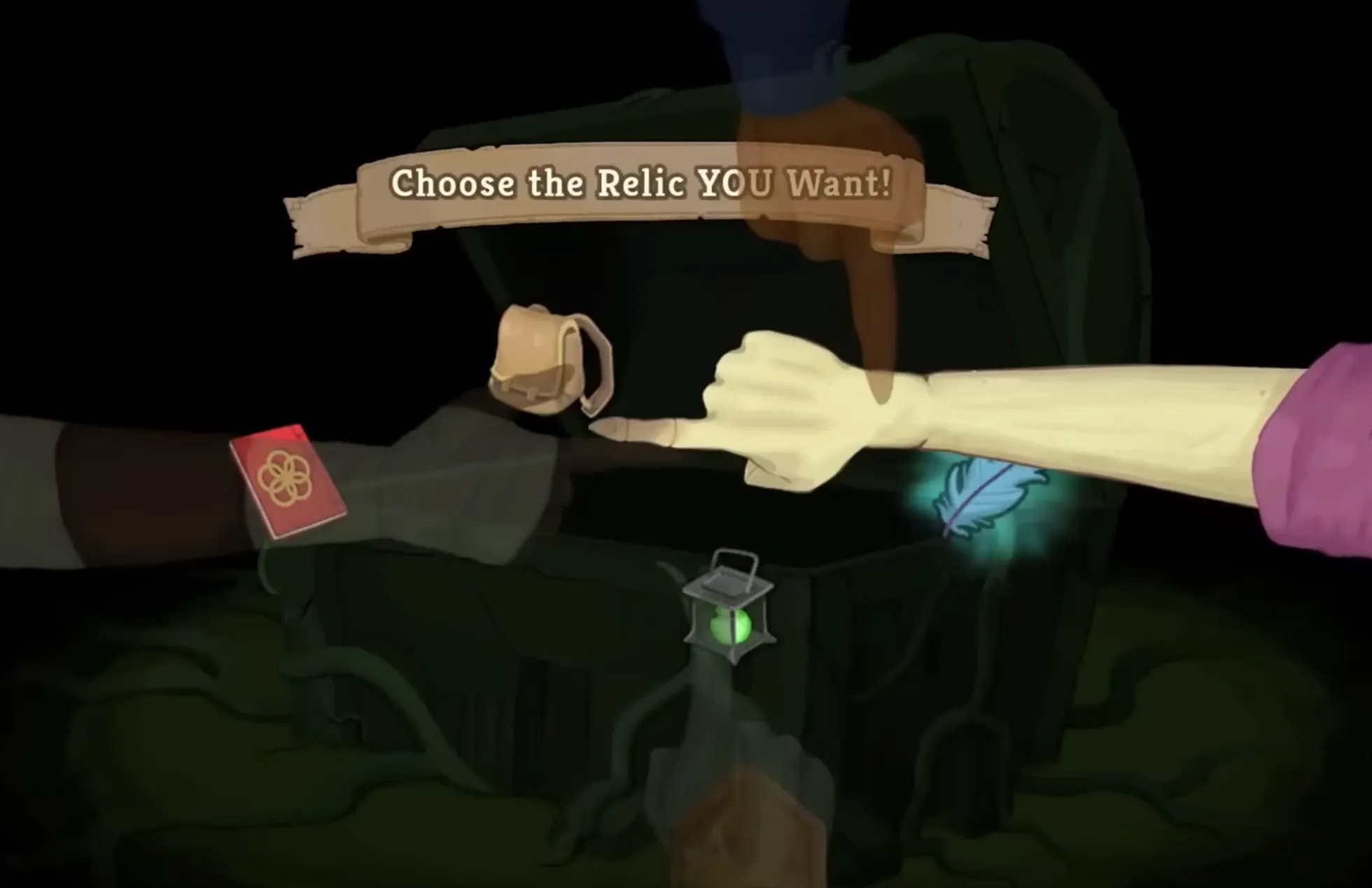 Co-op chest screen — each player selects their own reward